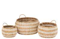 Set Of 3 Baskets Lys Round Flat