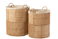Set Of 2 Laundry Baskets Rattan