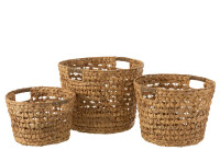 Set Of 3 Baskets Water Hyacinth