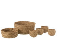 Set Of 6 Baskets Round Seagrass