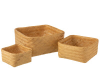 Set Of 3 Baskets Square Bamboo