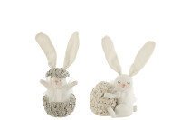 Rabbit With Egg Poly White/Grey