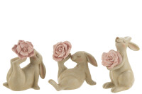 Rabbit With Rose Poly Beige/Pink