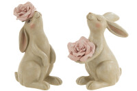 Rabbit With Rose Poly Beige/Pink