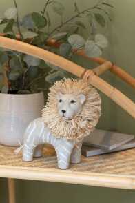 Lion Poly/Raffia White/Nat Large
