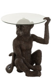 Tisch Affe Poly/Glas Dunkel Braun