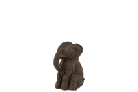 Elephant Sitting Poly Dark Brown