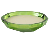 Candle Dish Origami Glass Green
