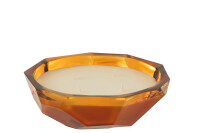 Candle Dish Origami Glass Orange