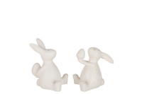 Conejo Sentado Ceramica Blanco