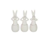 Conejo Oir/Ver/Callarse Ceramica