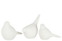 Set De 3 Pajaro Ceramica Blanco