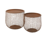 Set Of 2 Sidetables Baskets Metal