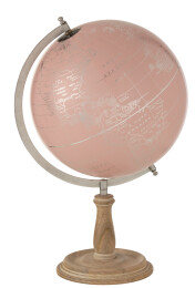 Globe On Foot Wood Light Pink/Gold