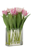 Tulips In Vase Oval Plastic Glass
