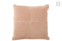 Cushion Cross Square Leath Pink