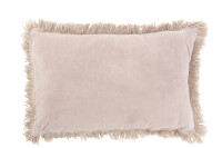 Cushion Fringe Cotton Velvet Grey