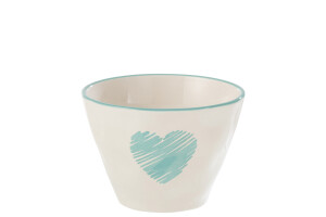 Bowl Heart Ceramic Blue/White