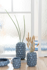Vase Petal Ceramic Blue Small