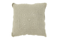 Cushion Square Lace Cotton Taupe
