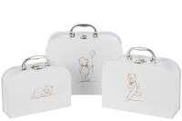Set Of 3 Suitcase Birth Bear White