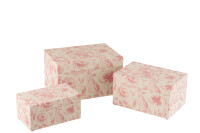 Set Of Three Boxes Roses Mdf
