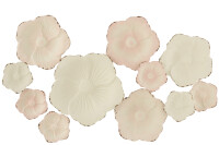 Wall Deco Flowers Metal Pink/White