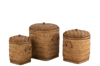Set 3 Scatole Riordino Perle Bambu