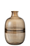 Vase Round Ridge Glass Amber Small