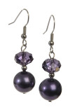 Earring Crystal+Pearl Purple