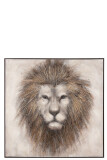 Painting Lion Canvas/Wood Brown
