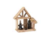 Nativity Scene House Wood/Ceramic