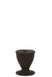 Candle Holder Wood Black Small
