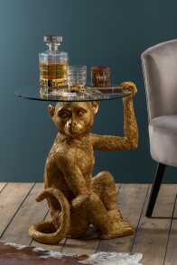 Table Monkey Glass Poly Gold