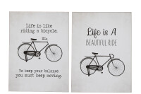 Placard Bicycle Metal White/Black