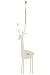 Hanger Reindeer Metal White 