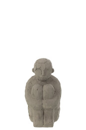 Figure Sitting Cement Grey Large