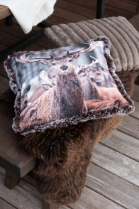 Cushion Deer Polyester Brown