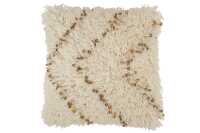 Coussin Carre Perle Coton Blanc/Or