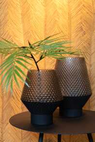 Vase Motiv Glas Grau Large