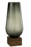 Vase On Foot Eno Glass/Wood Dark