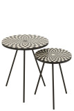 Set Of 2 Side Tables Pattern Retro