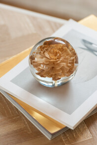Paperweight Flower Glass Brown