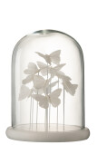 Bell Jar Butterfly Glass White