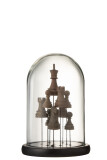 Bell Jar Chess Glass Brown Small