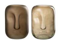 Vase Face Glass Brown Large