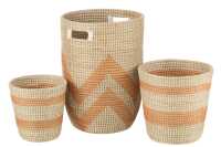Set 3 Baskets Striped Seagrass