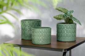 Cachepot Oval Motif Ceramique Vert