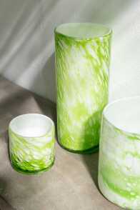 Photophore Marbre Verre Vert/Blanc