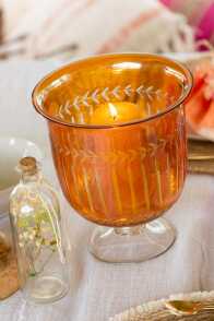 Vase Roman Stem Glass Orange
